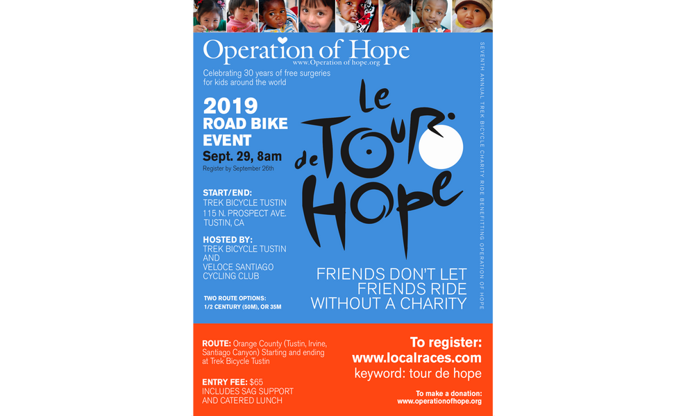 Tour de Hope Road Bike Ride 2019 Fundraiser